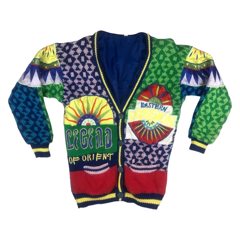 Vintage Multicolour Embroidered Novelty Cardigan 10 12 14 16