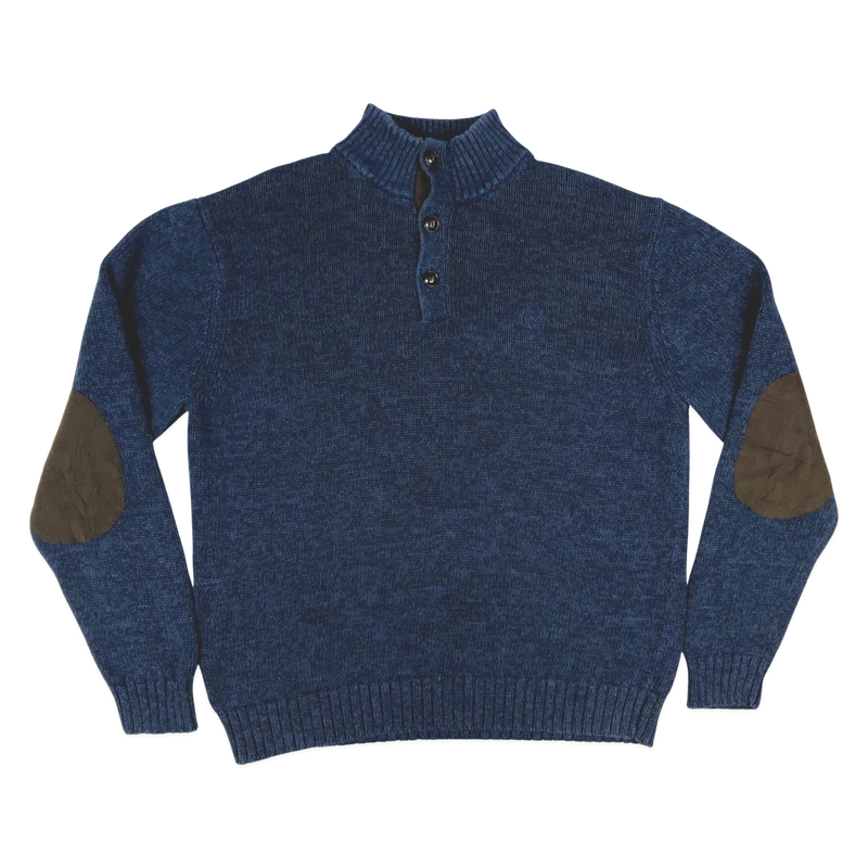 Vintage Chaps Navy Knit 1/4 Button Turtleneck Jumper L