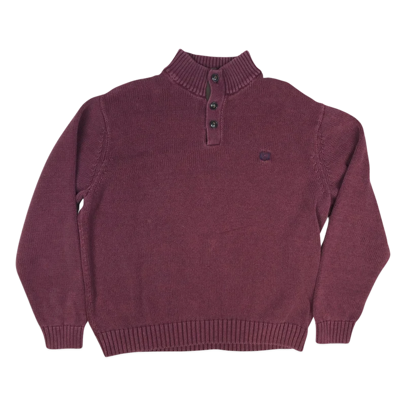 Vintage Chaps Maroon Knit 1/4 Button Turtleneck Jumper 3XL