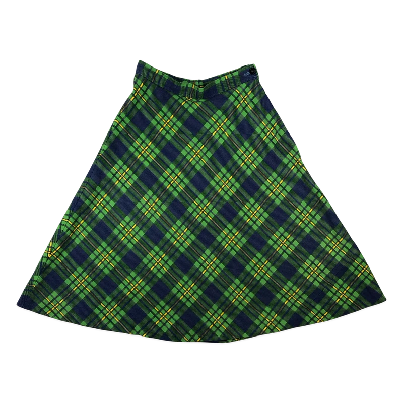 Vintage 70s Green Plaid Skirt 8