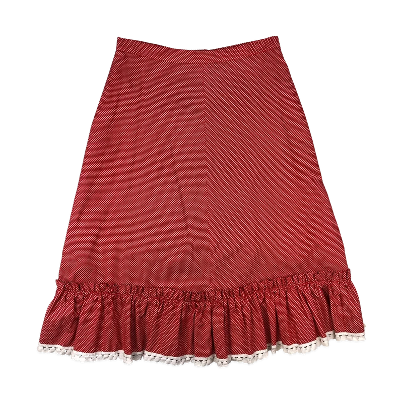 Vintage 70s Red and White Polka Dot Skirt with Belt 8