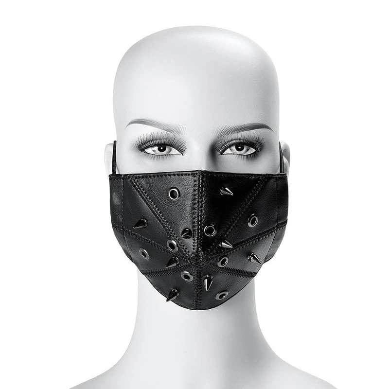 Unisex Steampunk Spikey Stitch konstlädermask
