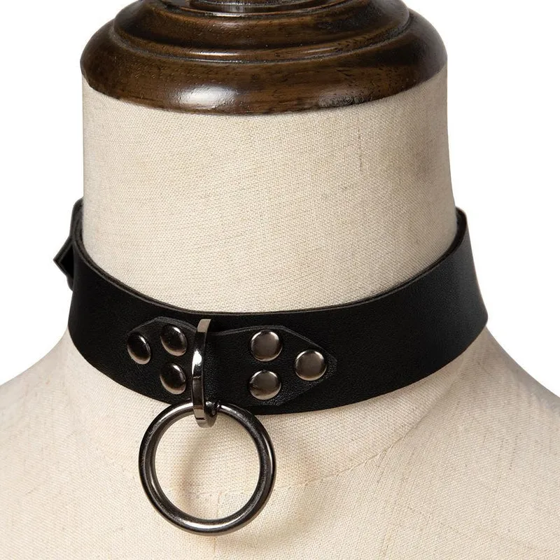 Steampunk Annulus Nailed Buckle Choker för kvinnor