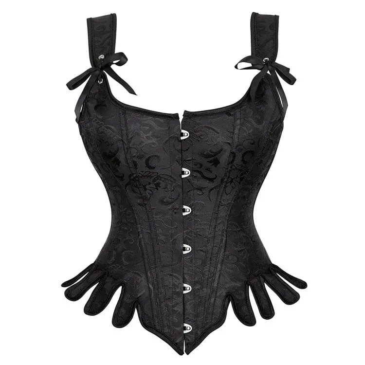 Grunge Strappy Jacquard Irregular Overbust Corset för kvinnor