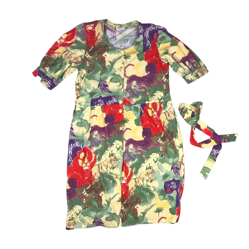 Vintage Safari Print Dress with Belt 14