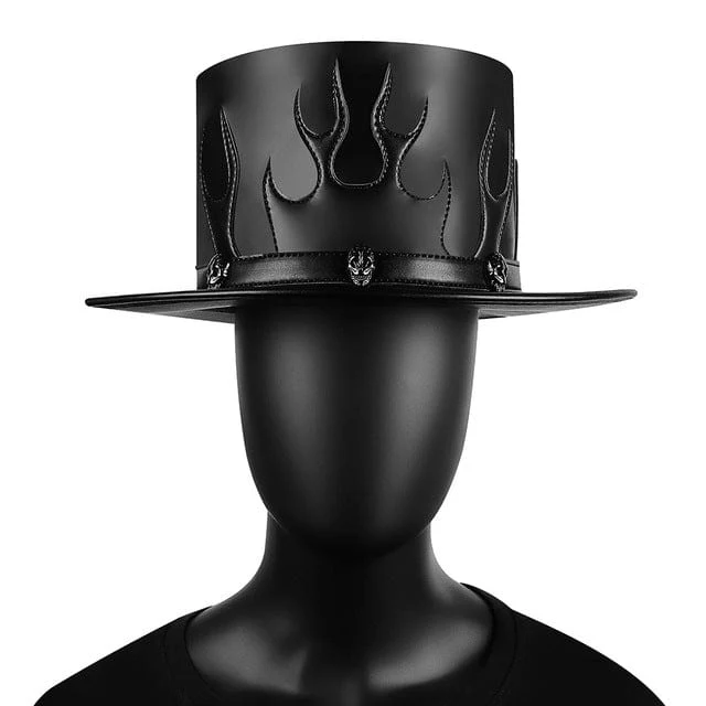 Steampunk Flame Skull Hat för män