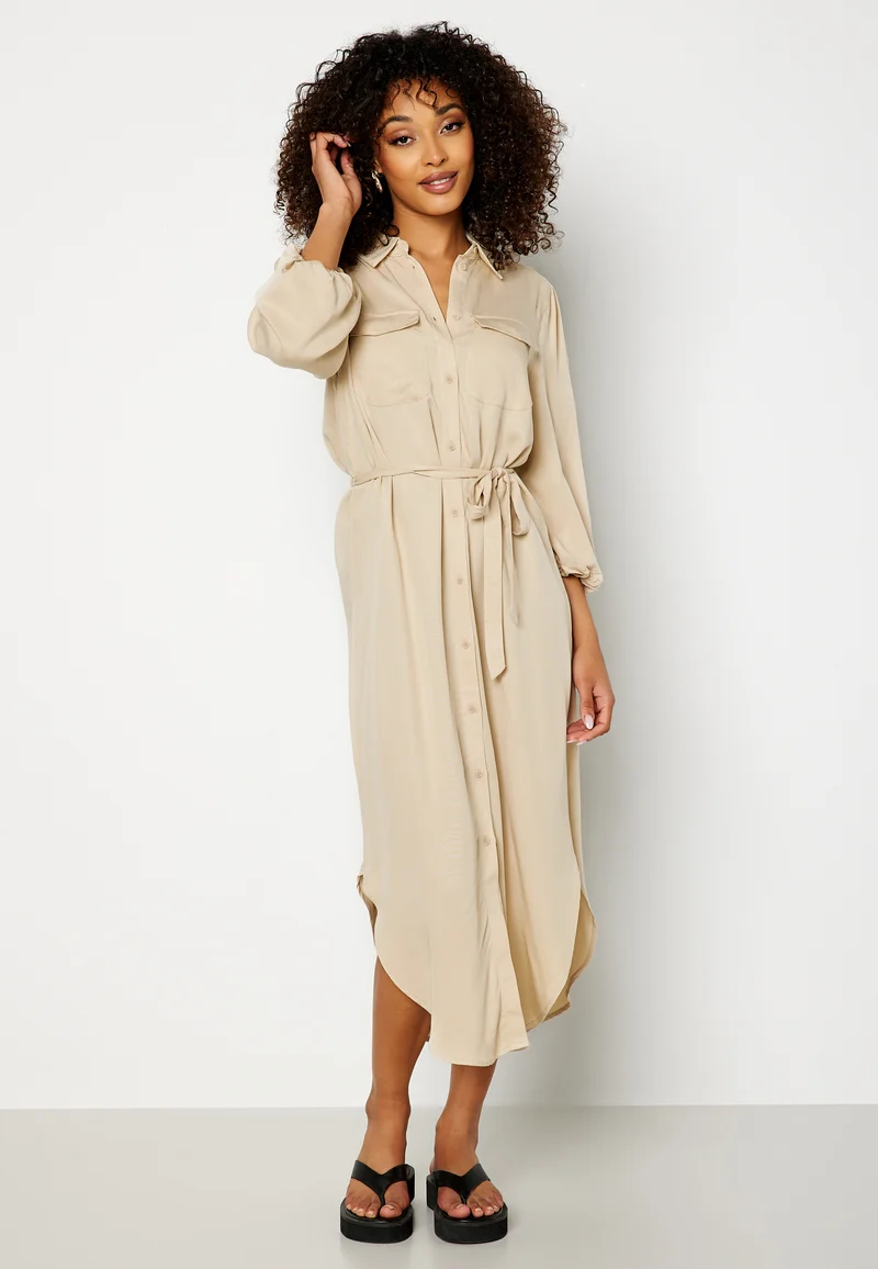 Embrace 3/4 Puff Sleeve Midi Dress