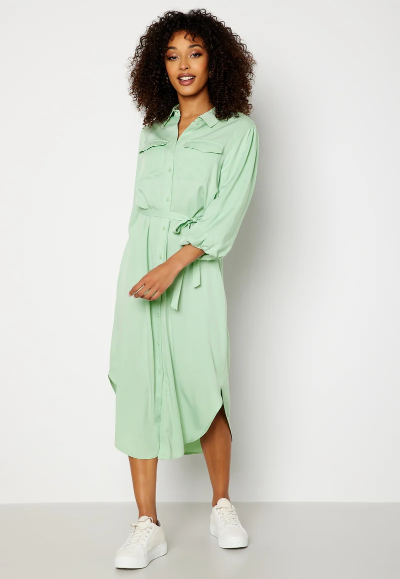 Embrace 3/4 Puff Sleeve Midi Dress