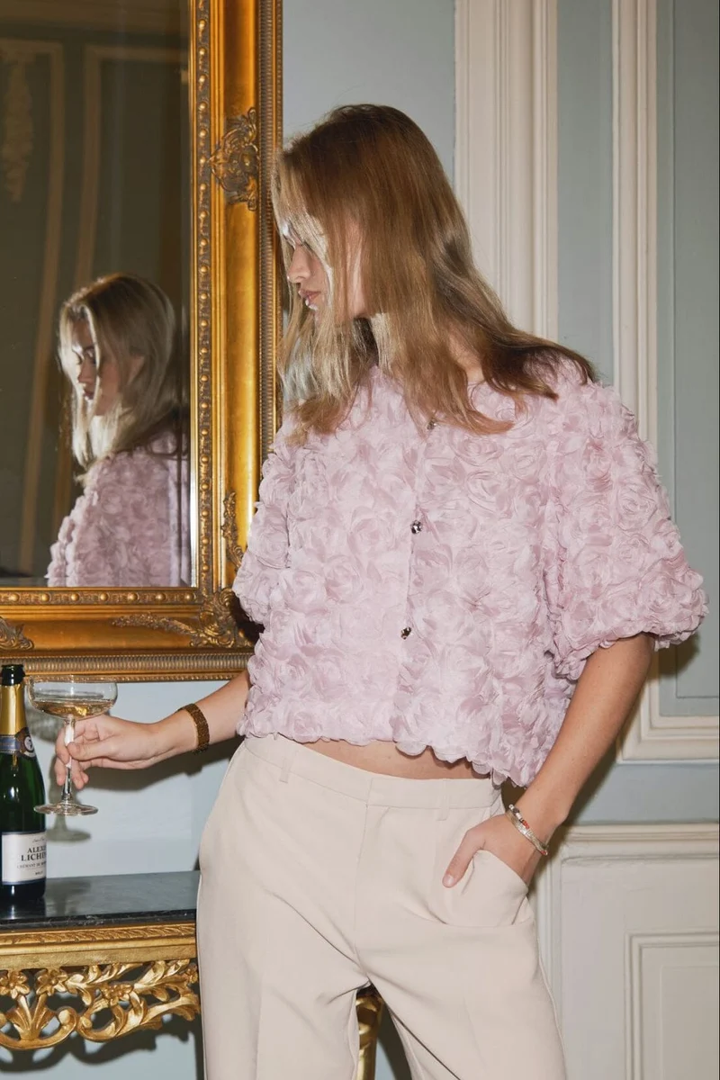 Neo Noir - Aisa Flower Blouse 168409 - 165 - Rose
