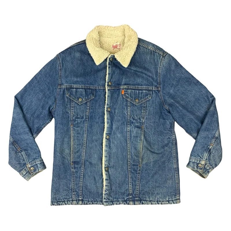 VTG 80s USA LEVIS ORANGE TAB SHERPA LINED DENIM CHORE BARN JACKET WESTERN L 42