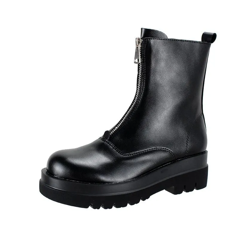 Gothic Punk Zipper Chelsea Boots för damer