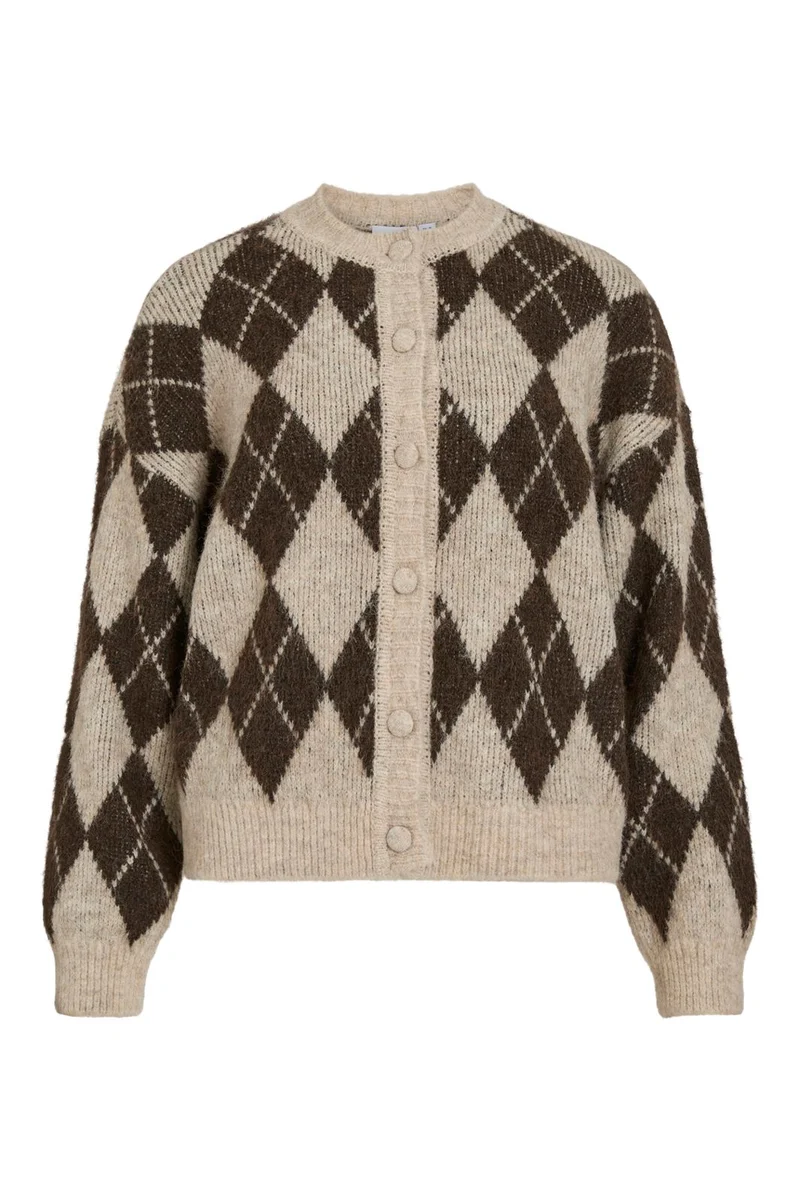 Vila - Vikarley L/S Button Detail Cardigan - 5102144 Natural Melange Falcon