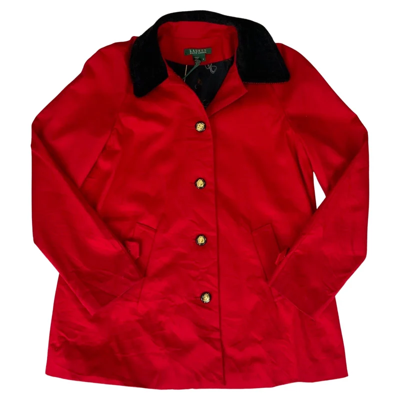 Vintage 90s 00s Red Black Lauren Ralph Lauren Swing Coat 12 14 M
