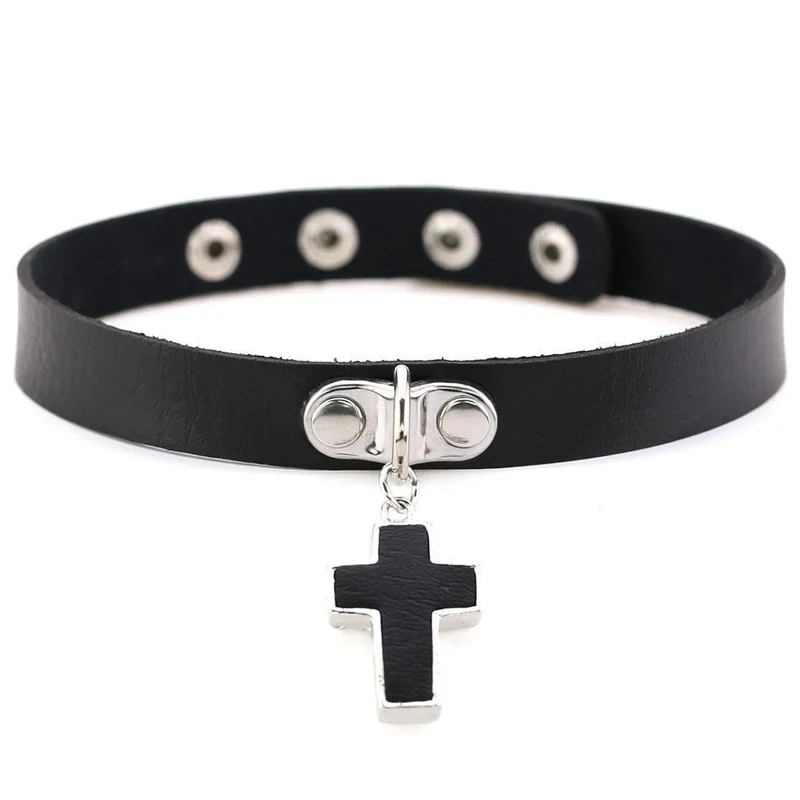 Kvinnors punk Christian Cross Choker