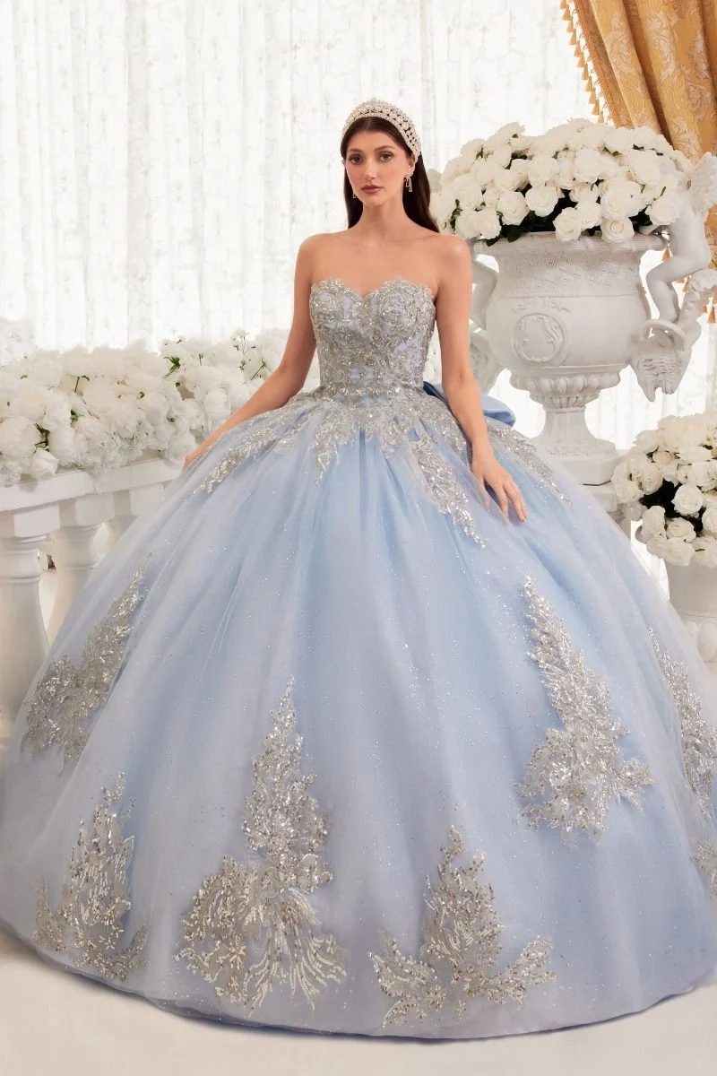 Glitter axelbandslös Sweetheart Neckline Quinceanera balklänning från Ladivine 15715
