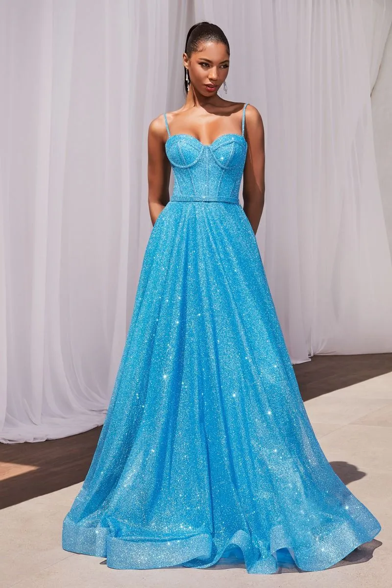 Glitter Tunna Straps Sweetheart Neckline Klänning från Cinderella Divine CDS483 - Speciellt tillfälle