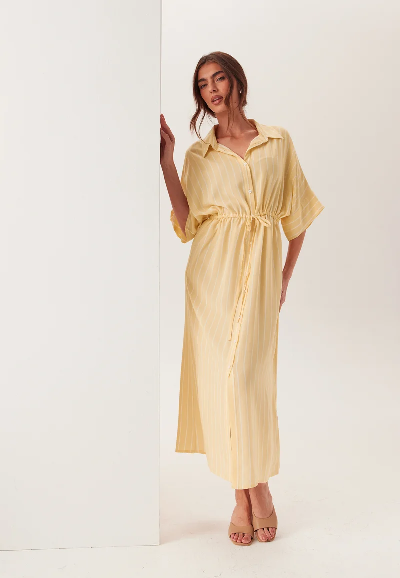 Drawstring Viscose Shirt Dress