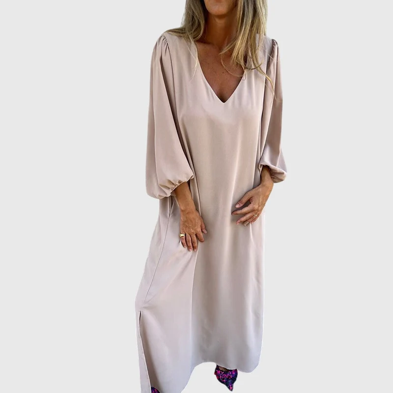 Carol - Lång Boho Klänning Med Fickor