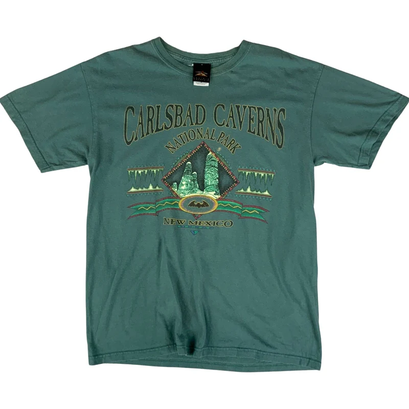 Vintage 90s Green Carlsbad Caverns National Park New Mexico Graphic T-Shirt M