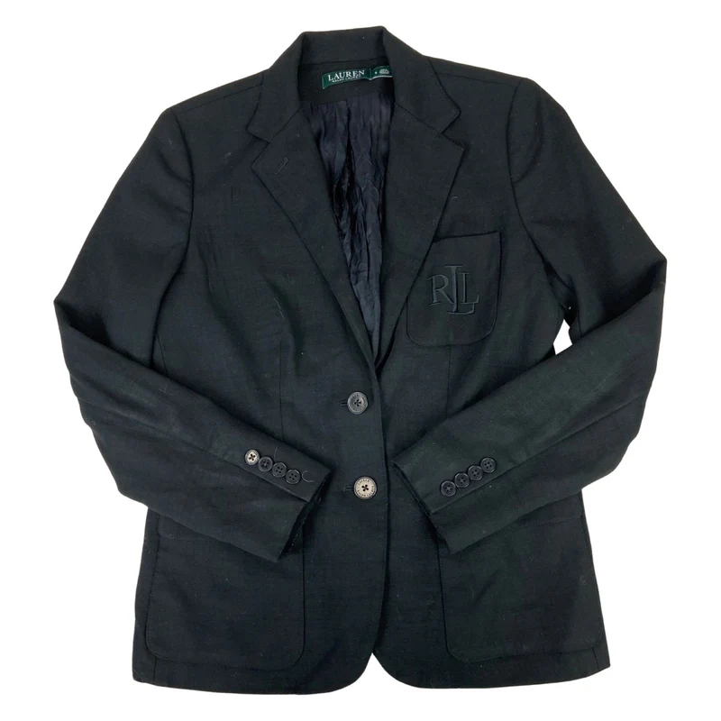 Vintage 00s Black LAUREN Ralph Lauren Embroidered Blazer Jacket M 12 14