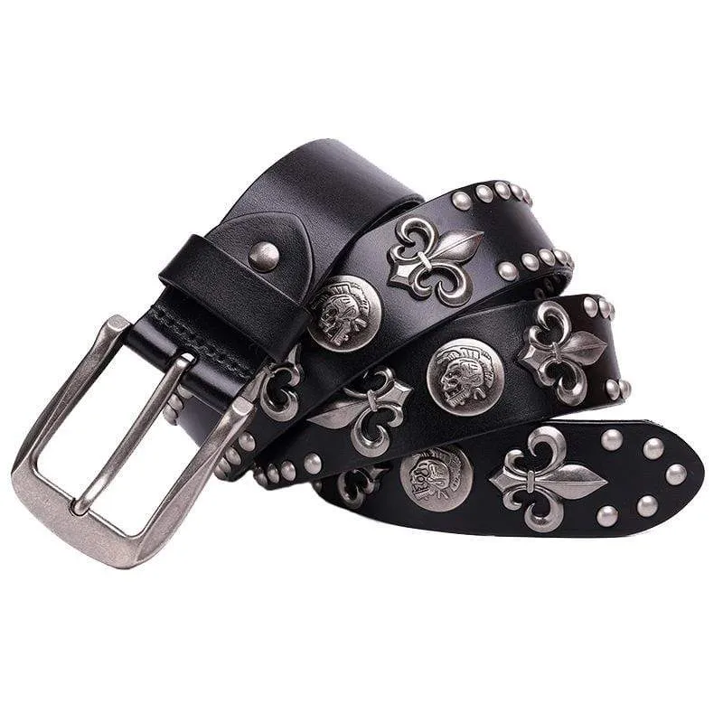 Punk Rock Skull Nit Dubbade Bälte Spänne Bälte för män