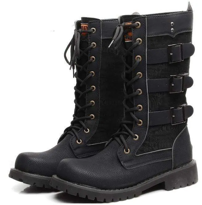 Flerspännen för män Höga stövlar med snörning Martin Boots