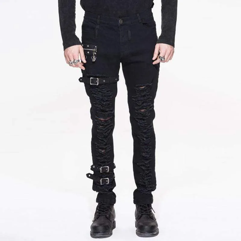Punk jeans med hel front för män