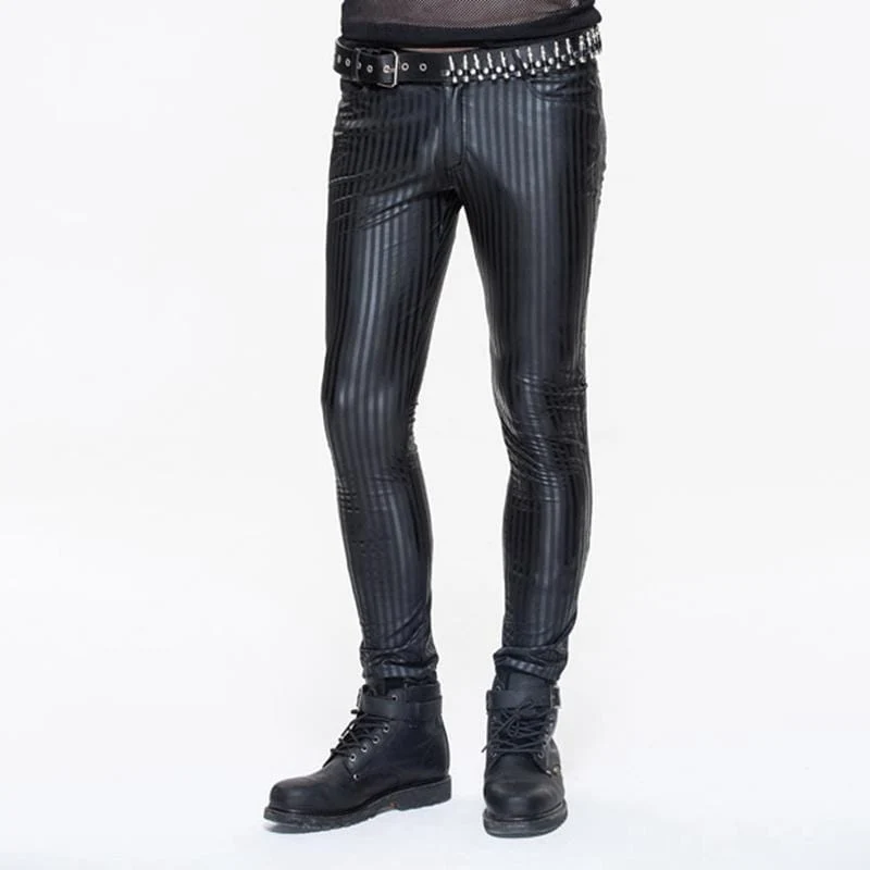 Skinny Punkrandiga byxor för män