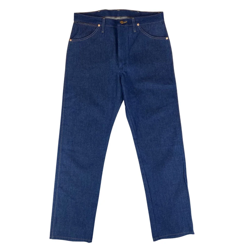 VTG 70s DEADSTOCK WRANGLER STRAIGHT LEG STIFF INDIGO JEANS BROKEN TWILL 34W 32L