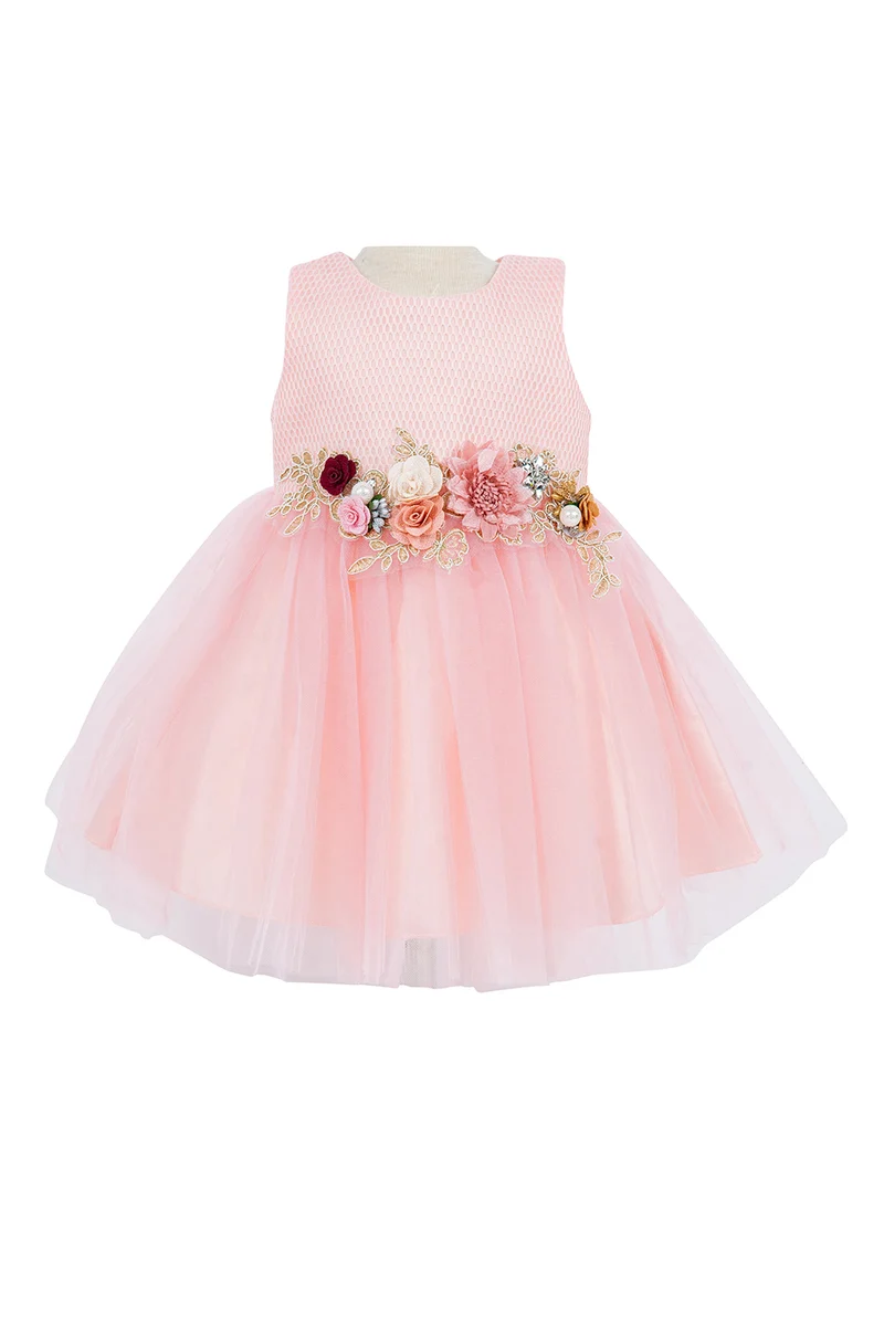 Supersöt bältad blomma babyklänning från Cinderella Couture USA AS9134B