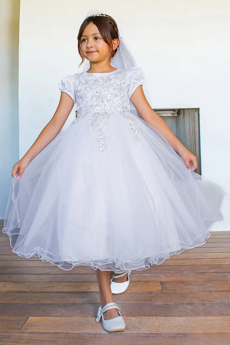Festklänning för flickor i satängmössa från Cinderella Couture USA AS2016