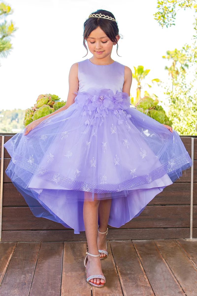 Broderi spets ärmlös Flower Girl Klänning från Cinderella Couture USA AS9135