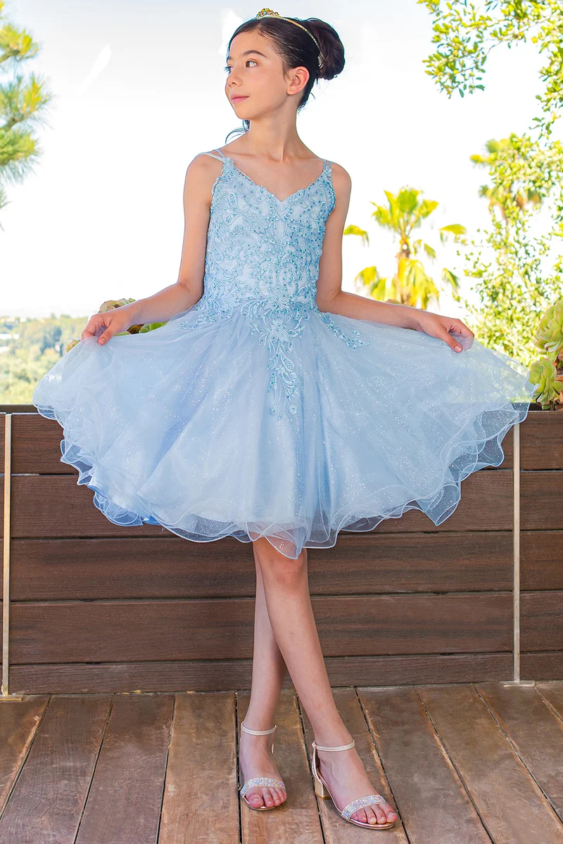 Broderad Spaghetti Tyll Festklänning från Cinderella Couture USA AS5125