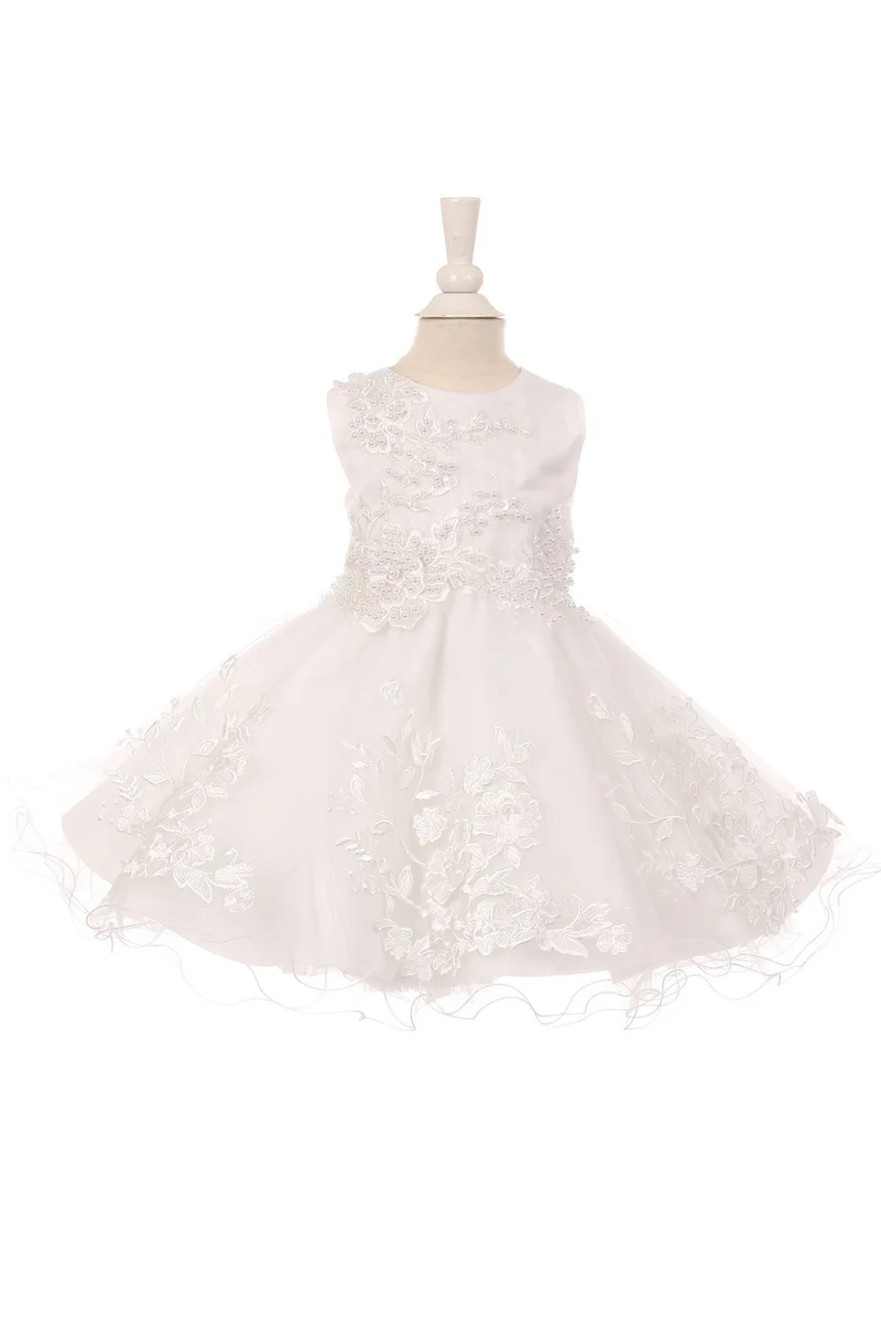 Broderade paljetter Glittrad tyll babyklänning från Cinderella Couture USA AS9052B