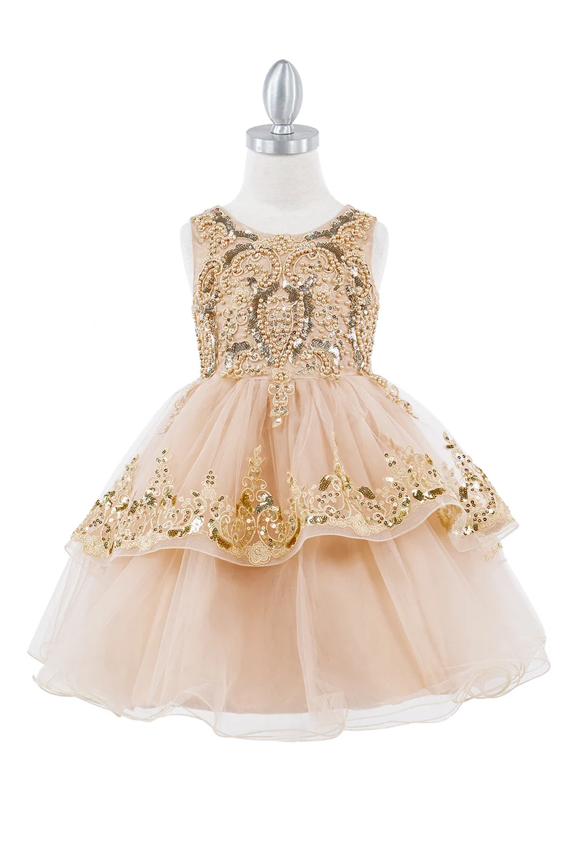 Utsmyckad ärmlös A-Line Girl Party Dress från Cinderella Couture USA AS9132