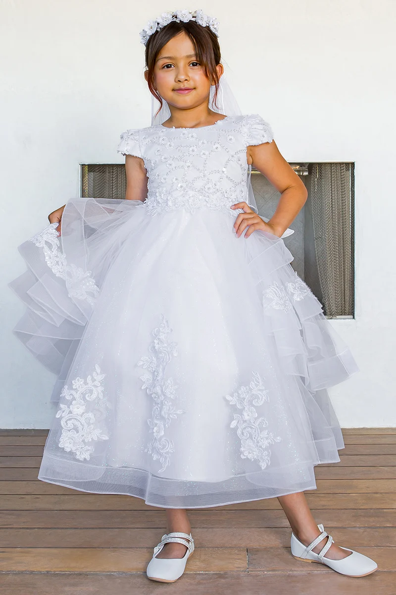 3D Flower Lace Girl Party Dress från Cinderella Couture USA AS2017