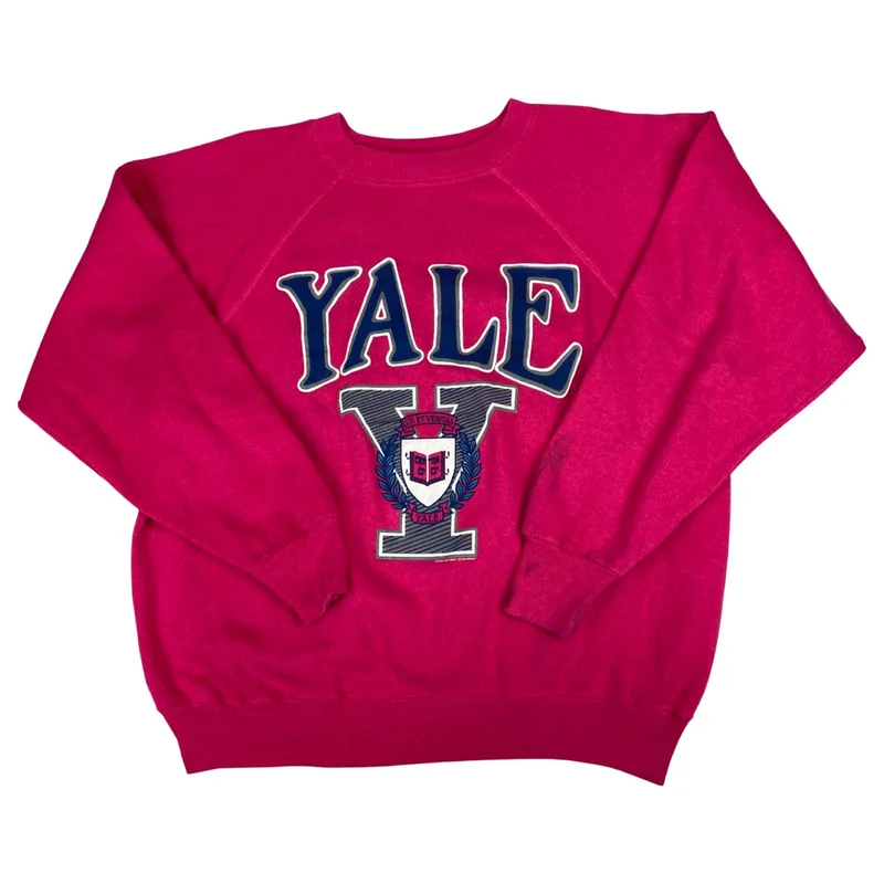 Vintage 1990 Pink Yale University Ivy League Crewneck Sweater XL