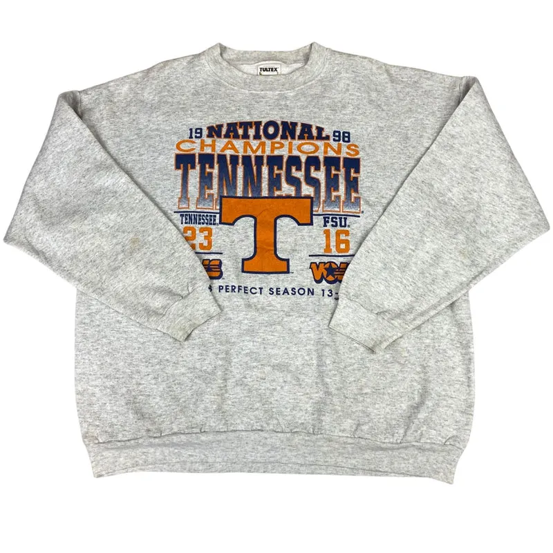 Vintage 1998 Grey Tennessee Volunteers National Champions Crewneck Sweater 2XL