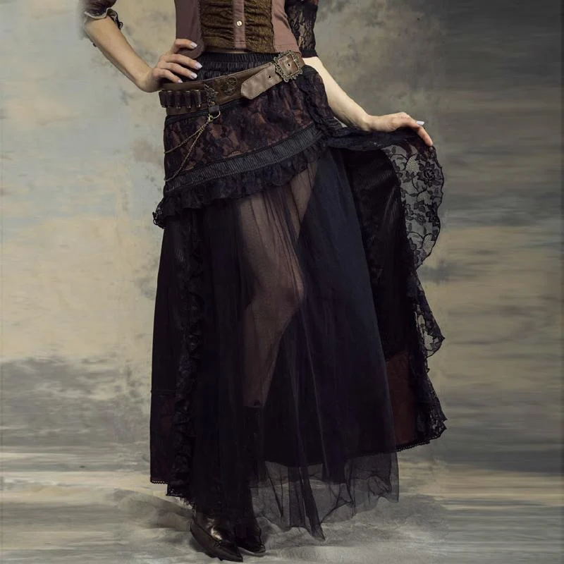Kvinnors Goth Multilayered Net Front Kjol