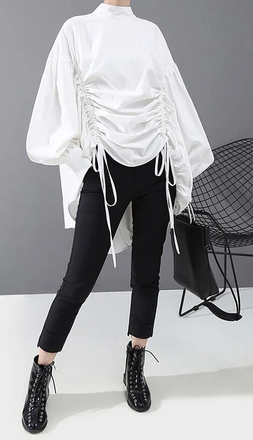 Kvinnors Blus med Lantern Sleeve Casual Stil