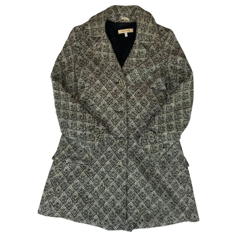 Y2K See by Chloe Geometric Patterned Button Up Coat Jacket S UK 8