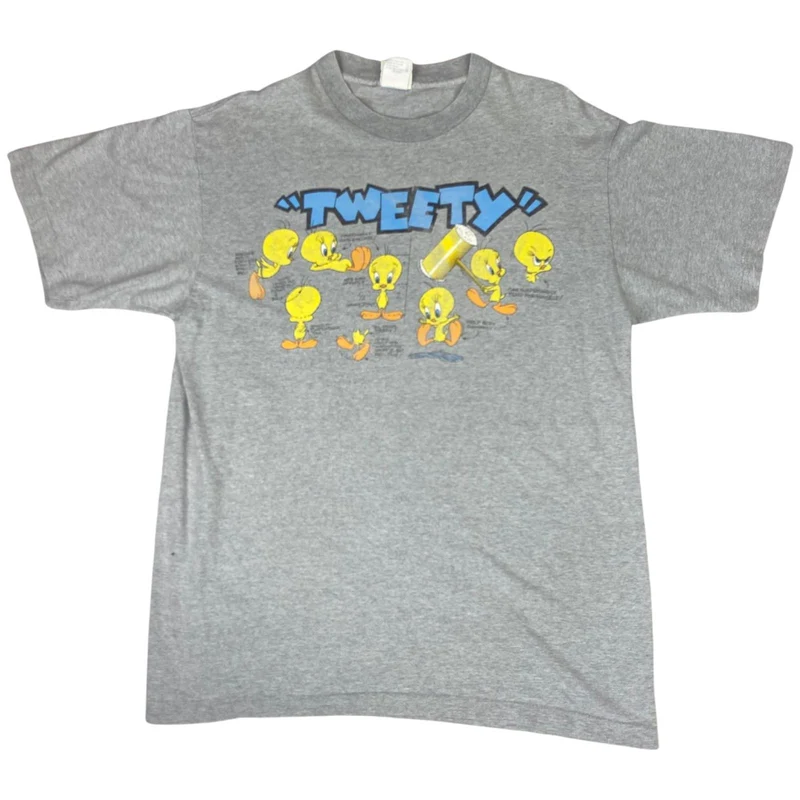 Vintage 90s Grey Tweety Bird Looney Tunes Warner Bros Graphic T-Shirt Large