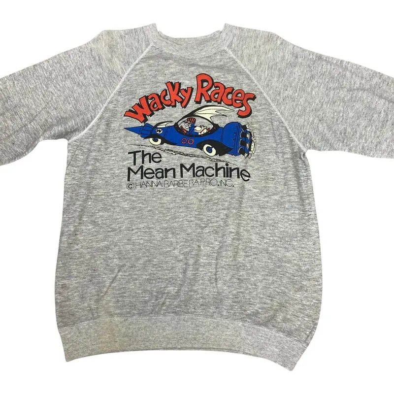Vintage 80s Grey Wacky Races Dick Dastardly Printed Graphic Sweater Jumper M