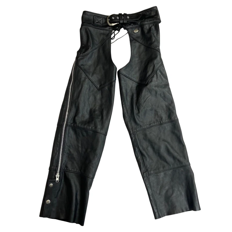VTG GENUINE USA HARLEY DAVIDSON LEATHER CHAPS BIKER CHOPPER WESTERN M 30”-34”