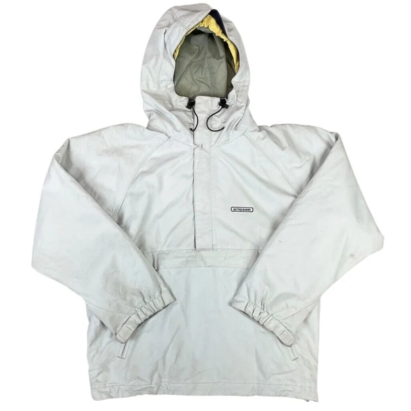 Vintage 1990s White Ellesse Italia By Goldwin 1/2 Zip Overhead Windbreaker Jacket Large
