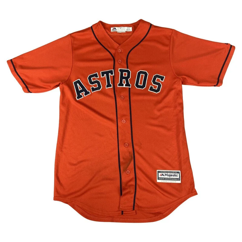 Majestic Orange Houston Astros MLB Button-Up Jersey Medium