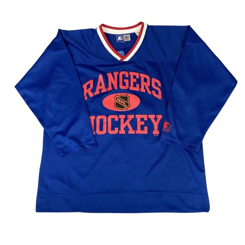 Vintage 90s Starter Blue New York Rangers NHL MESSIER #11 XXL