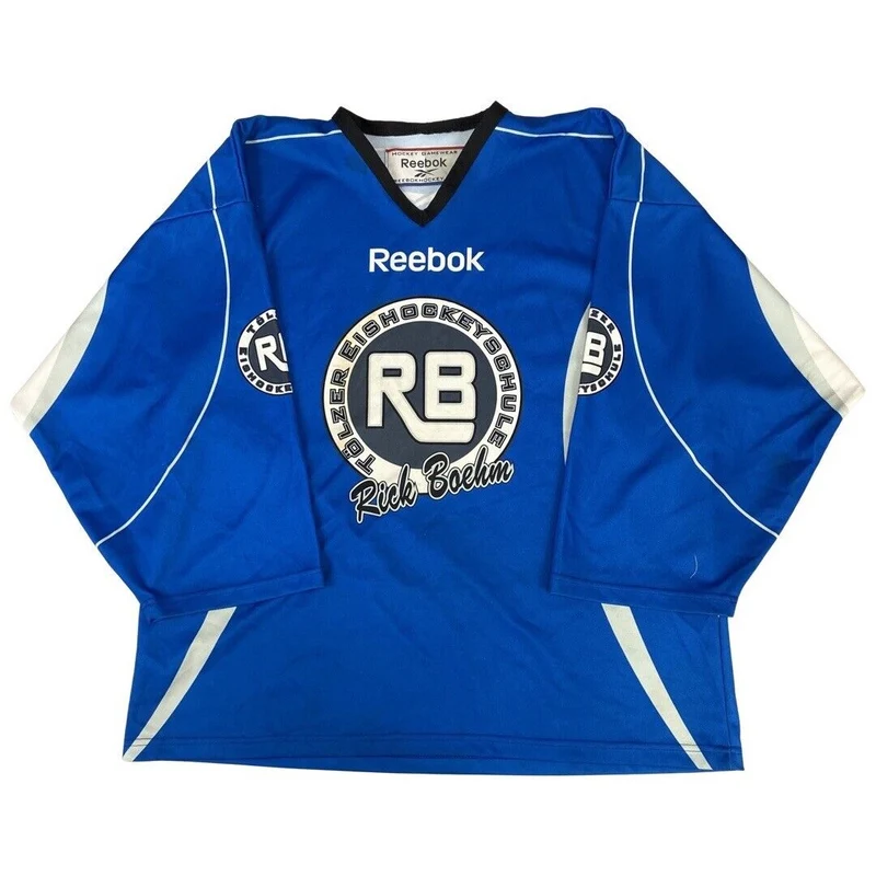 Reebok Autographed Blue & White Tölzner Eishockeyschule Rick Boehm XXL