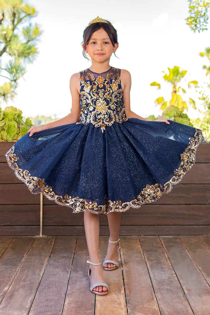 Applikation ärmlös flickfestklänning från Cinderella Couture USA AS5124