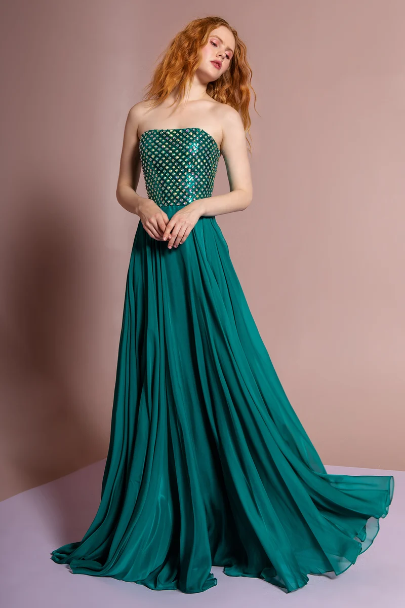Chiffong Strapless Sweetheart A-Line Klänning från Elizabeth K - GL1146